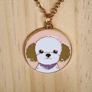 Dog Enamel Charm Gold Stainless Steel Pendant Necklace